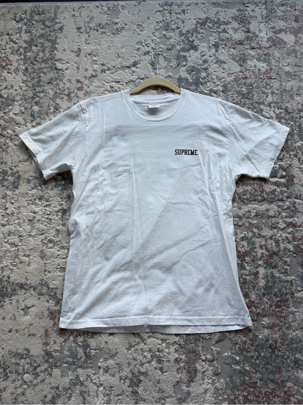 Supreme White Tee with Small Black Chest Logo